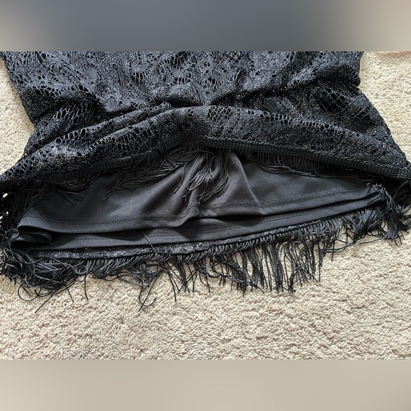 Laura Black Lace Coquette Fringe Blouse Size M All Over Shimmer Whimsygoth - Picture 10 of 10
